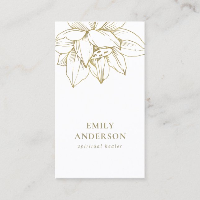 CARTE DE VISITE FAUX GOLD LOTUS SIMPLE REIKI SPIRITUEL HEALER (Devant)