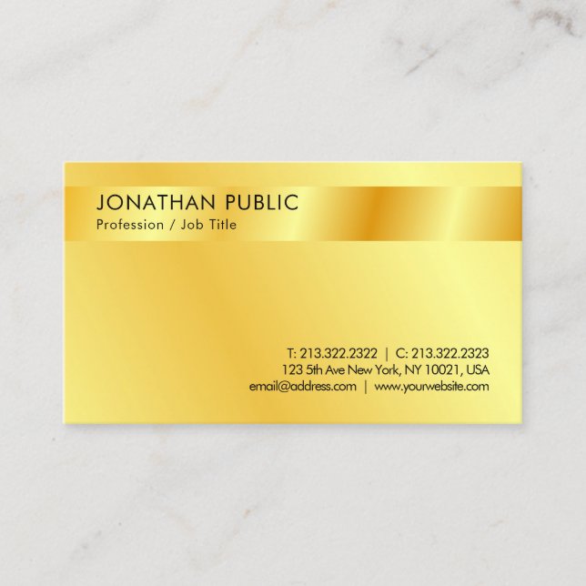 Carte De Visite Faux Gold Modern Modèle Professionnel (Devant)