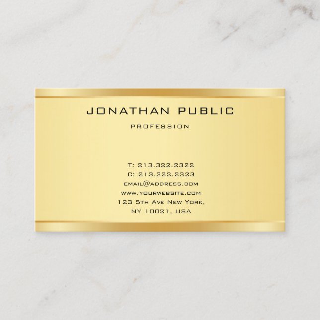 Carte De Visite Faux Gold Modern Simple Élégant Modèle élégant (Devant)