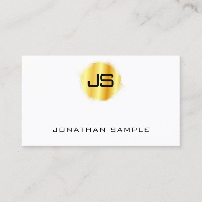 Carte De Visite Faux Gold Moderne Monogramme Professionnel Élégant (Devant)