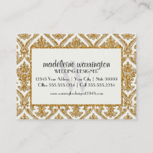 Carte De Visite Faux Gold Parties scintillant Damask Floral Patal