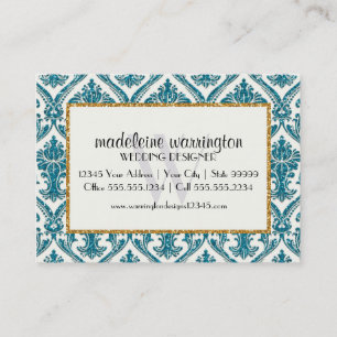 Carte De Visite Faux Gold Parties scintillant Damask Floral Patal 