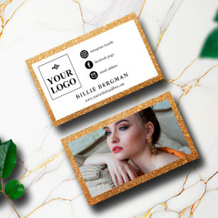 Carte De Visite Faux Gold Parties scintillant Médias sociaux Logo