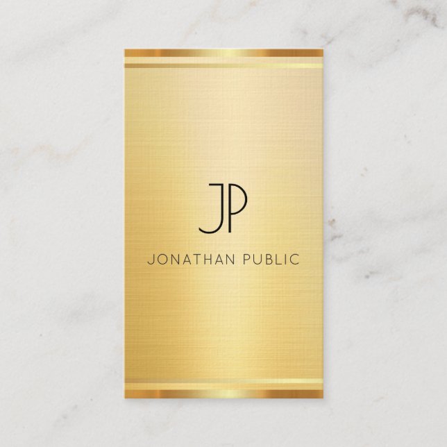 Carte De Visite Faux Gold Premium Linen Vertical Modèle Luxe (Devant)