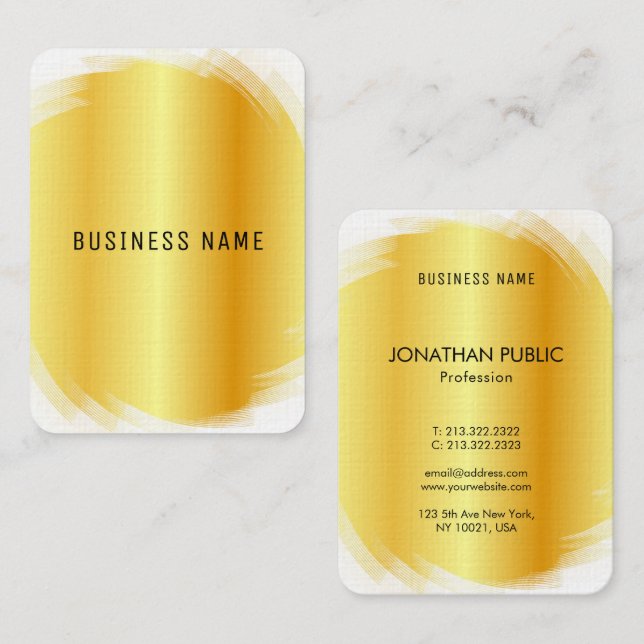Carte De Visite Faux Gold Professional Moderne Modèle élégant (Devant / Derrière)