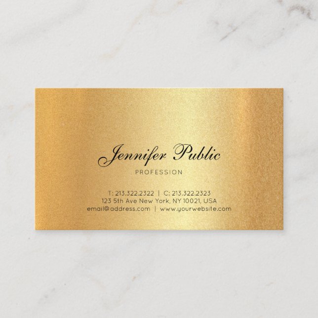 Carte De Visite Faux Gold Script manuscrit Calligraphié Moderne (Devant)