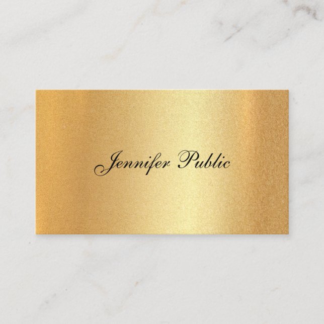 Carte De Visite Faux Gold Script manuscrit Élégant Calligraphie (Devant)