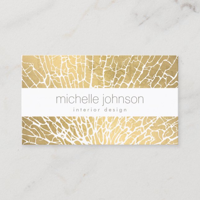 Carte De Visite Faux Gold Sea Fan Coral Motif (Devant)