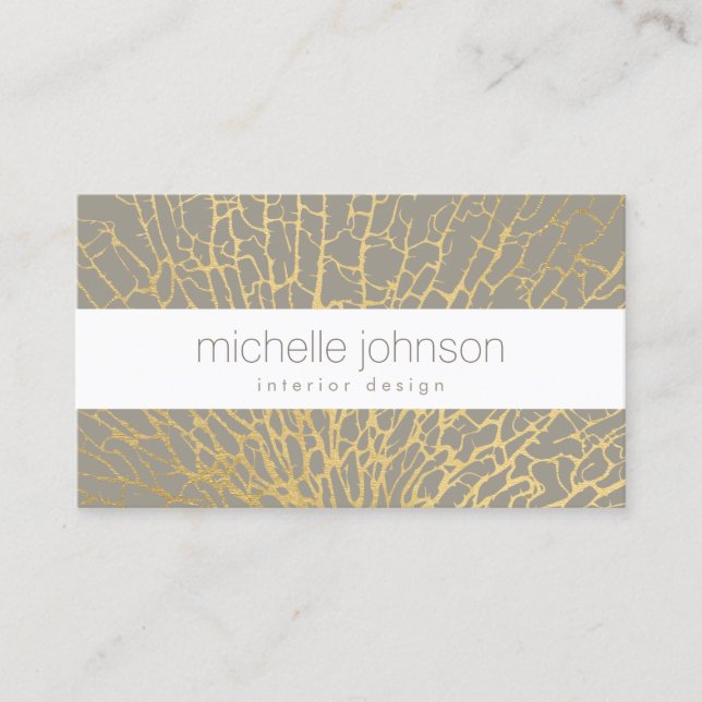 Carte De Visite Faux Gold Sea Fan Motif Intérieur Designer Grey (Devant)