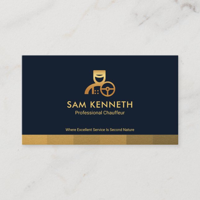 Carte De Visite Faux Gold Strip Black Limo Chauffeur Taxi (Devant)