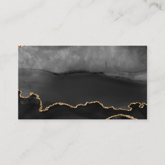 Carte De Visite Faux Gris Marbré Agate Parties scintillant dorée P (Devant)