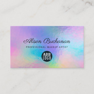 Carte De Visite Faux Holographe Script Artiste maquillage moderne