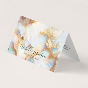 Carte De Visite Faux Holographique Iridescente Opal Cristal Créati