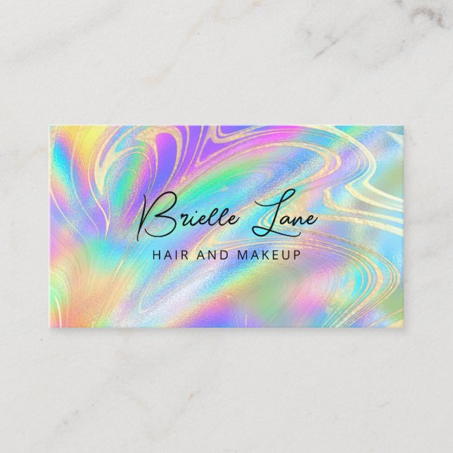 Carte De Visite Faux Holographique Rainbow Gold Marble tendance (Devant)
