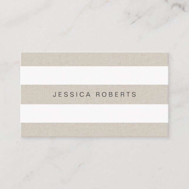 Carte De Visite Faux Linen Elegant Stripes Motif Professionnel (Devant)