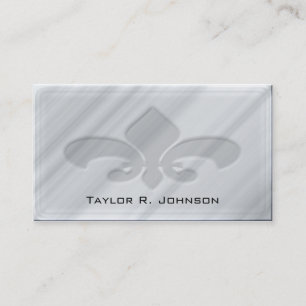 Carte De Visite Faux Marble Fleur de Lis gris