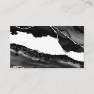 Carte De Visite Faux Marbré Agate noir blanc pierre moderne à la