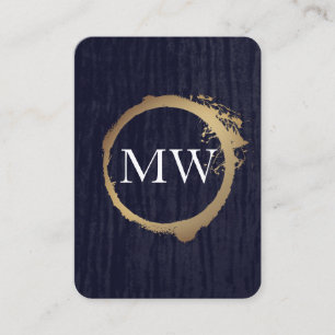 Carte De Visite Faux métal or velours bleu avec Monogramme