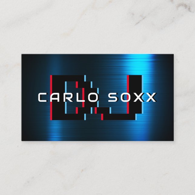 Carte de visite faux métallique bleu futuriste mod (Devant)