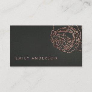 CARTE DE VISITE FAUX NOIR ACIER GRAS BLUSH ROSE ROSE OR FLORAL
