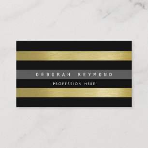 Carte De Visite faux or et rayures noires . rayures modernes