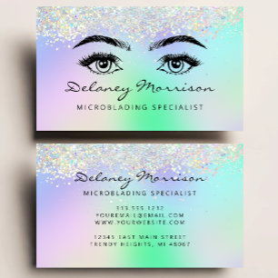Carte De Visite Faux paillettes holographiques Microblading Yeux
