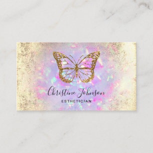 Carte De Visite faux parties scintillant d'or papillon sur lavande