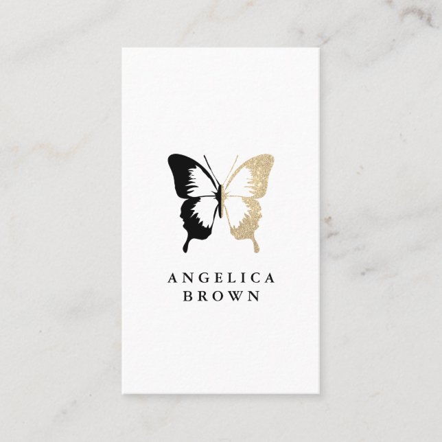 Carte De Visite Faux Parties scintillant et Black Butterfly (Devant)