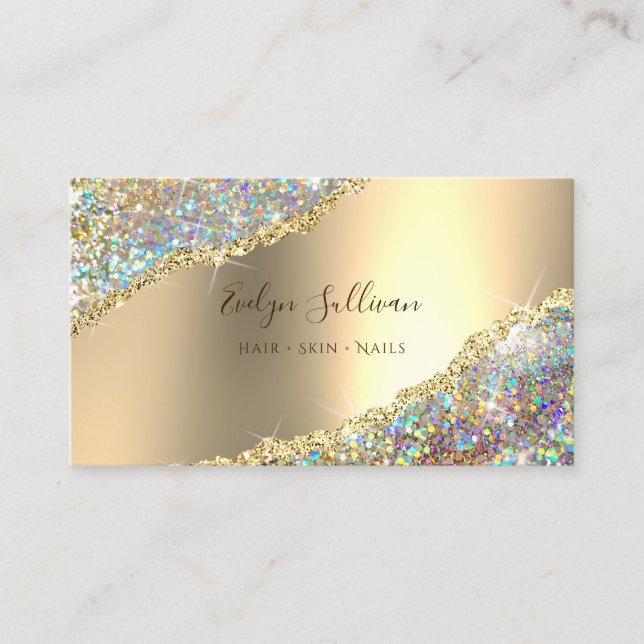 Carte de visite Faux Parties scintillant et Gold F (Devant)