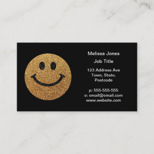 Carte De Visite Faux Parties scintillant Gold Happy Face - scintil