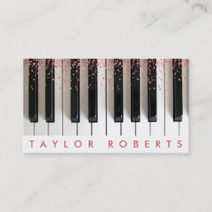 Carte De Visite faux rose or rose points musique pianiste