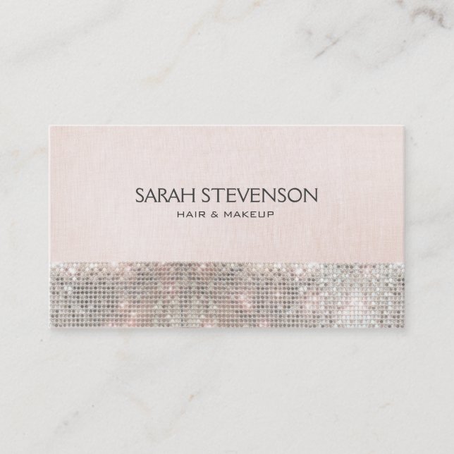 Carte De Visite Faux Sequins et Linge Cute rose Mode & Beauté (Devant)