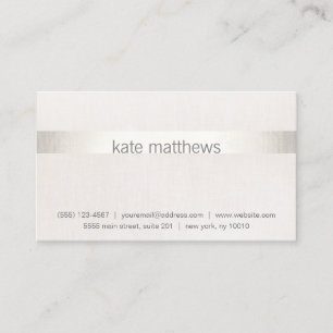 Carte De Visite Faux Silver Stripe moderne sur lin