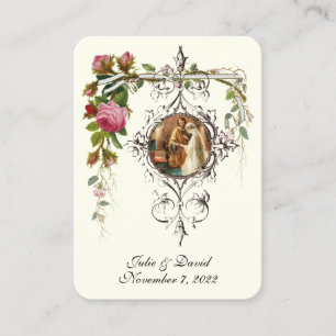 Carte De Visite Favor de mariage catholique Elégantes Roses 