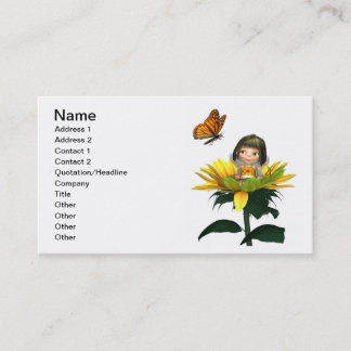 Carte De Visite Fée de tournesol de bébé avec le papillon