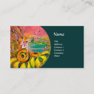 Carte De Visite FÉE du vert de rose de jaune de TOURNESOLS