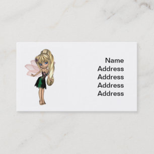 Carte De Visite Fée mignonne de Toon dans la robe verte et pourpre