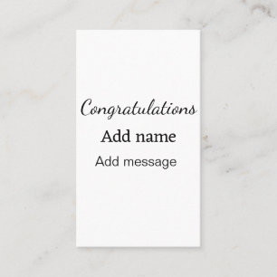 Carte De Visite Félicitations ajouter un message de nom simple dip