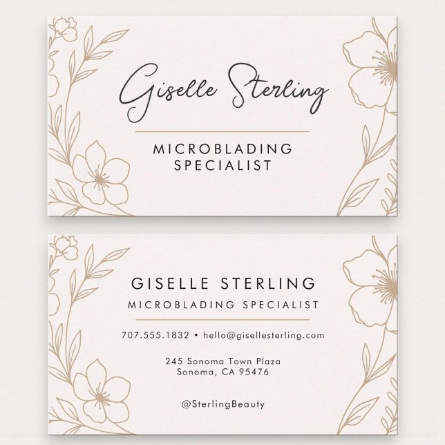 Carte De Visite Feminine Botanical Beauty Microblading (Créateur téléchargé)