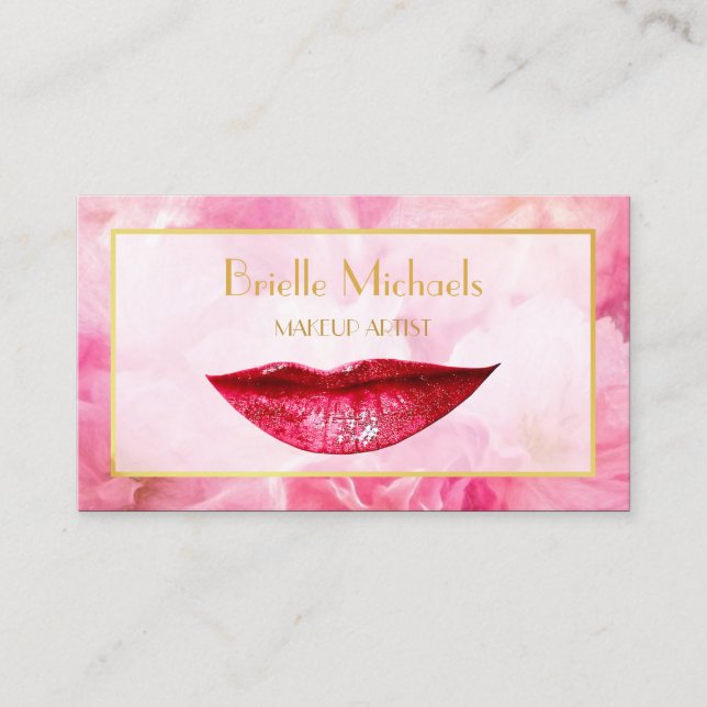 Carte De Visite Feminine Proep Rose SparkLips Chic Maquillage Arti (Devant)
