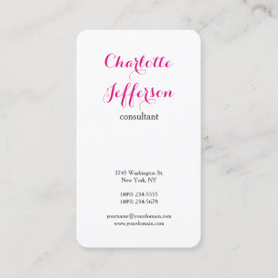 Carte De Visite Feminine rose chaud moderne minimaliste profession
