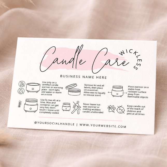 Carte De Visite Feminine Wickless Candle Care Instructions Guide (Créateur téléchargé)