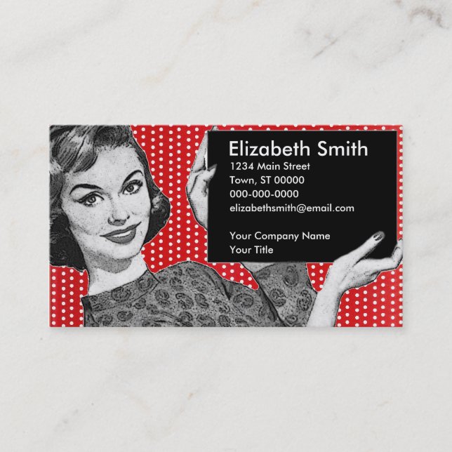 Carte De Visite Femme aux signes des années 1950 (Devant)