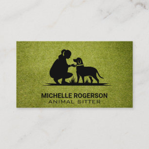 Carte De Visite Femme avec chien   Services animaux