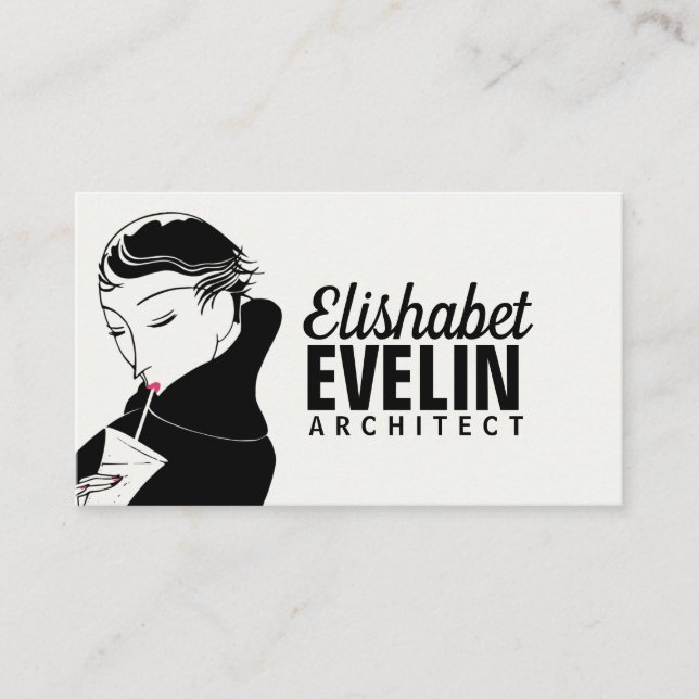 Carte De Visite Femme Cocktail Art Déco g97659 (Devant)