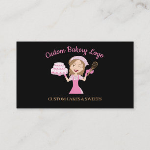 Carte De Visite Femme cuisinière pourpre Boulangerie Gâteau