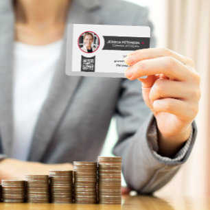 Carte De Visite Femme d'affaires souriante   Entreprise   Code QR