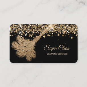 Carte De Visite Femme de ménage nettoyant une maison rose gold sci