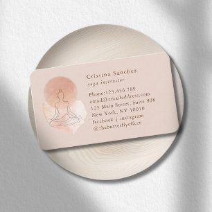 Carte De Visite Femme de yoga en méditation en art linéaire minima