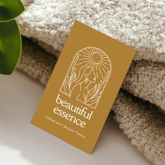 Carte De Visite Femme Feuille Moon Arch Wellness Day Spa Cuivre (Créateur téléchargé)